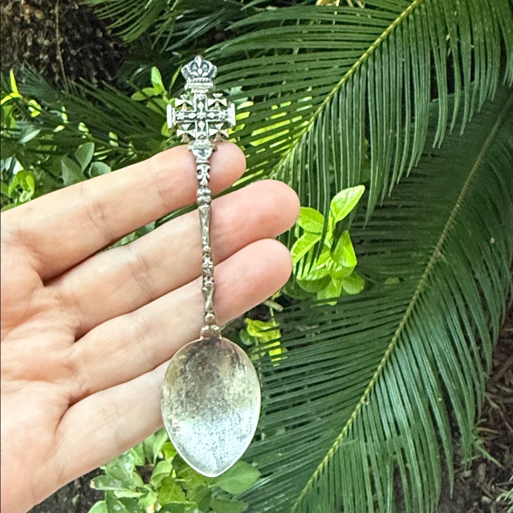 Vintage Silver Spoon with Jerusalem Cross